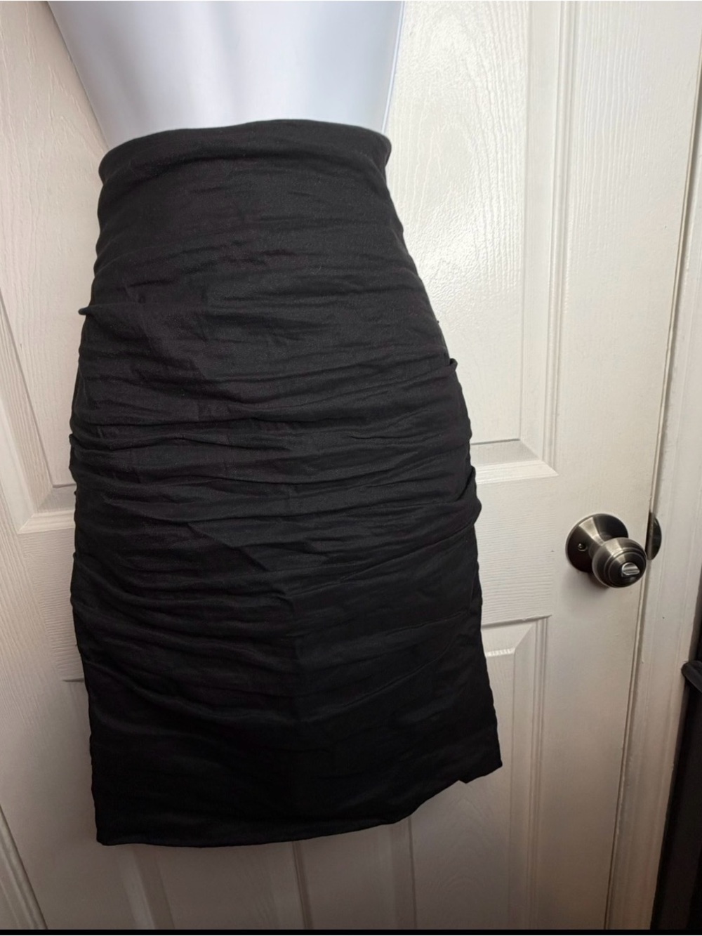Nicole Miller Artelier Women’s 8 Black High Waisted Pencil Skirt Ruched Y2K - Picture 4 of 15